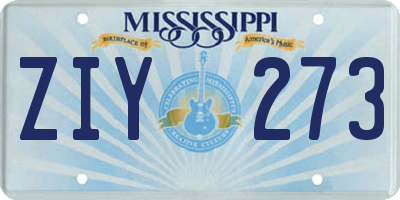 MS license plate ZIY273