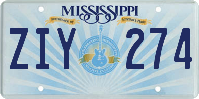 MS license plate ZIY274
