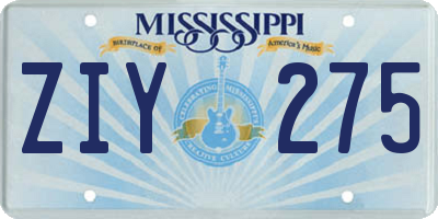 MS license plate ZIY275