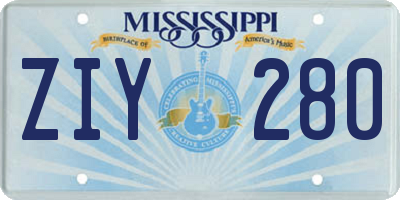MS license plate ZIY280