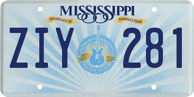 MS license plate ZIY281