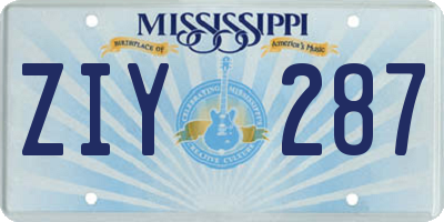 MS license plate ZIY287