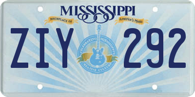 MS license plate ZIY292