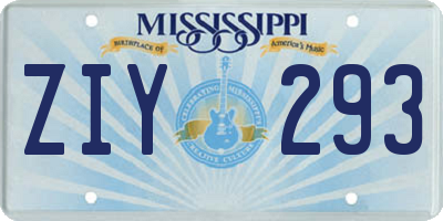 MS license plate ZIY293