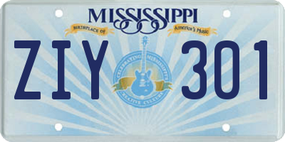 MS license plate ZIY301
