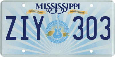 MS license plate ZIY303