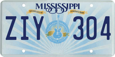 MS license plate ZIY304