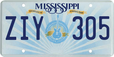 MS license plate ZIY305