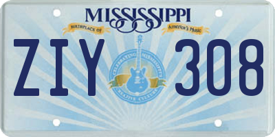 MS license plate ZIY308