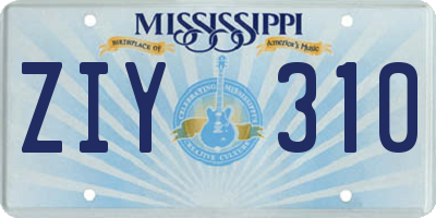 MS license plate ZIY310