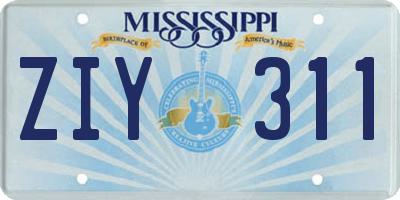 MS license plate ZIY311
