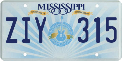MS license plate ZIY315