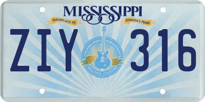 MS license plate ZIY316
