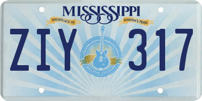 MS license plate ZIY317