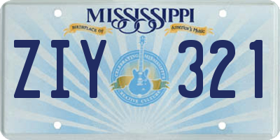 MS license plate ZIY321