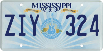 MS license plate ZIY324