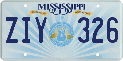 MS license plate ZIY326