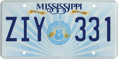 MS license plate ZIY331