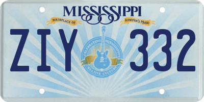 MS license plate ZIY332