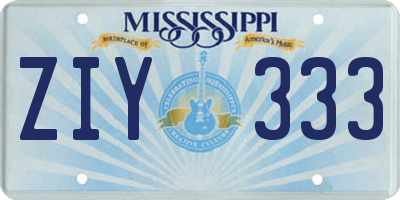 MS license plate ZIY333