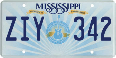 MS license plate ZIY342