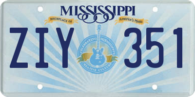 MS license plate ZIY351