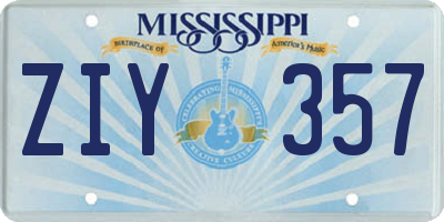 MS license plate ZIY357