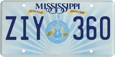 MS license plate ZIY360