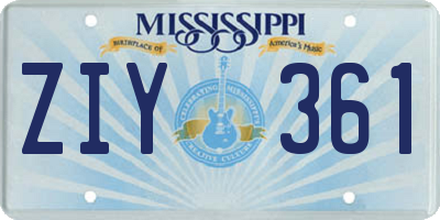 MS license plate ZIY361