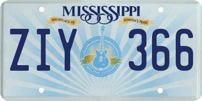 MS license plate ZIY366