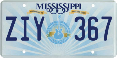 MS license plate ZIY367