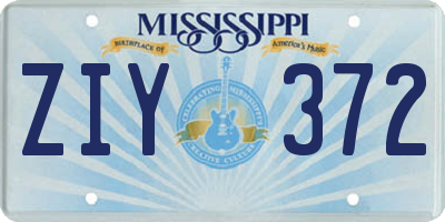 MS license plate ZIY372