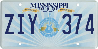 MS license plate ZIY374