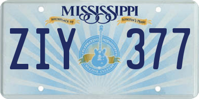 MS license plate ZIY377