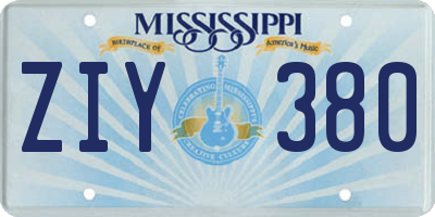 MS license plate ZIY380