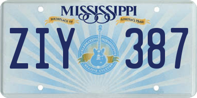 MS license plate ZIY387