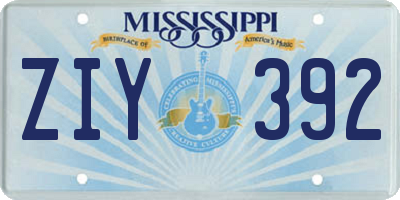 MS license plate ZIY392