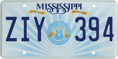 MS license plate ZIY394