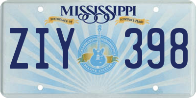 MS license plate ZIY398