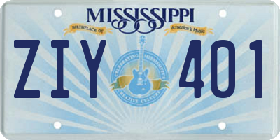 MS license plate ZIY401
