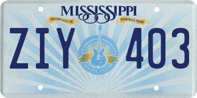 MS license plate ZIY403