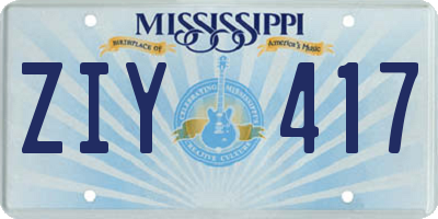 MS license plate ZIY417