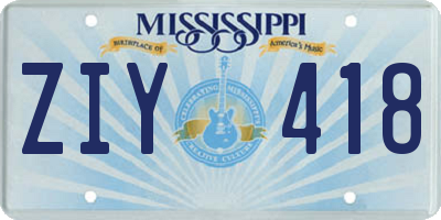 MS license plate ZIY418