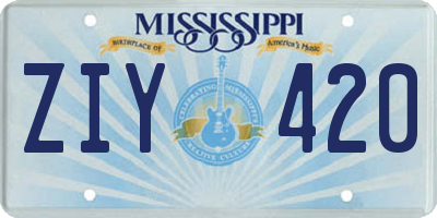 MS license plate ZIY420