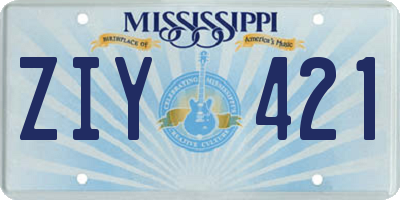 MS license plate ZIY421