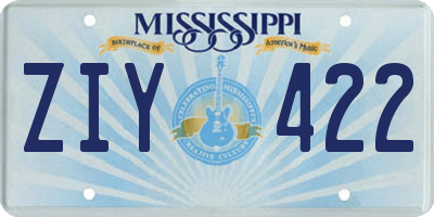 MS license plate ZIY422