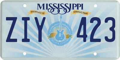 MS license plate ZIY423