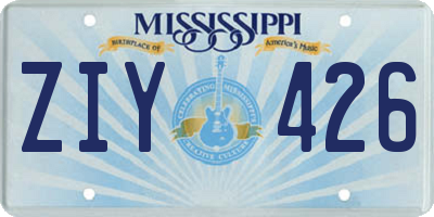 MS license plate ZIY426