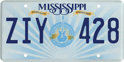 MS license plate ZIY428