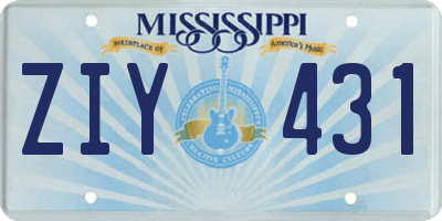 MS license plate ZIY431